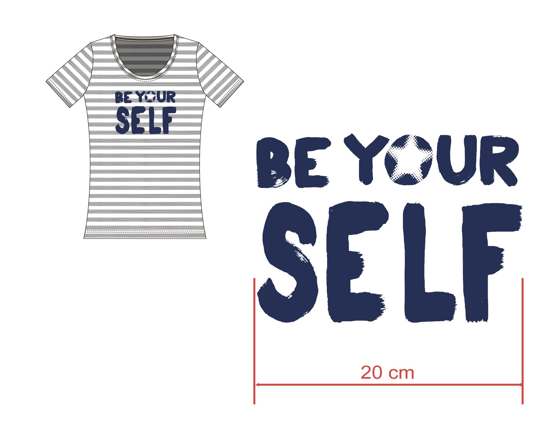 striped slogan t- shirt artwork